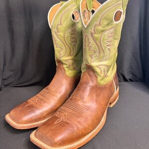 $250✅Justin Boots ✅Men's ✅Bent Rail ✅Ponteggio Western Cowboy ✅Brown✅Green ✅15D